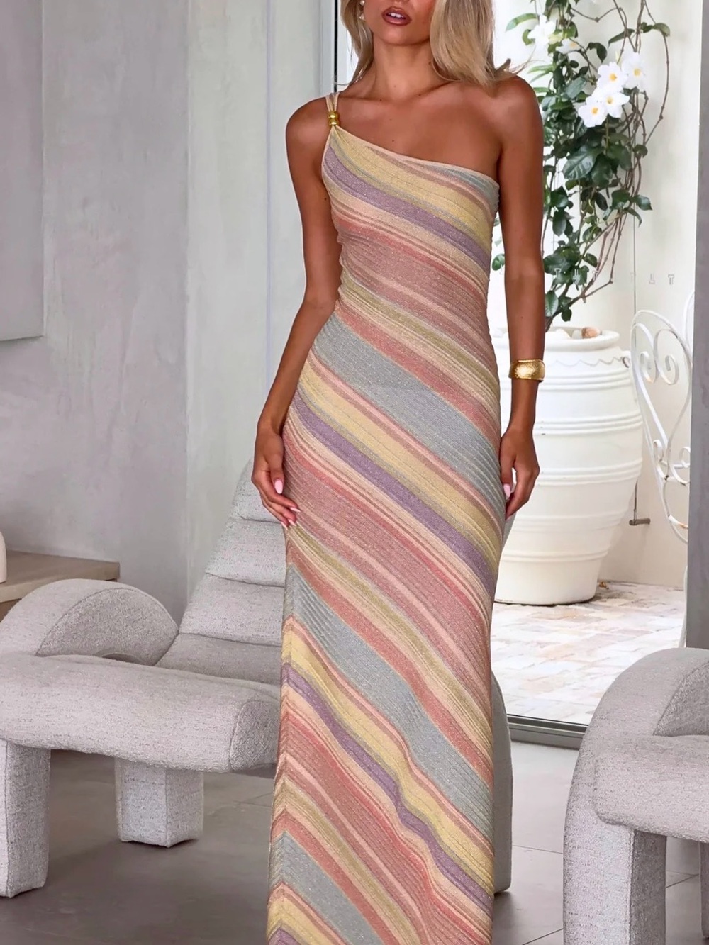 Milan Maxi Dress | Pastel Stripe - Picture 5 of 7